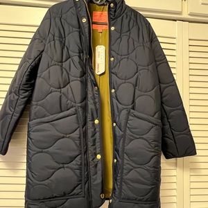 JCrew Navy Quilted Coat, very warm